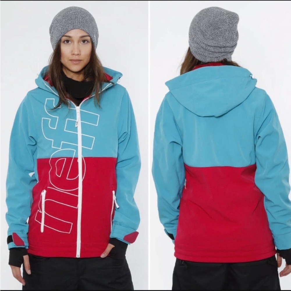 Neff NEW Daily Softshell Snow/Board Coat Teal & Maroon XS